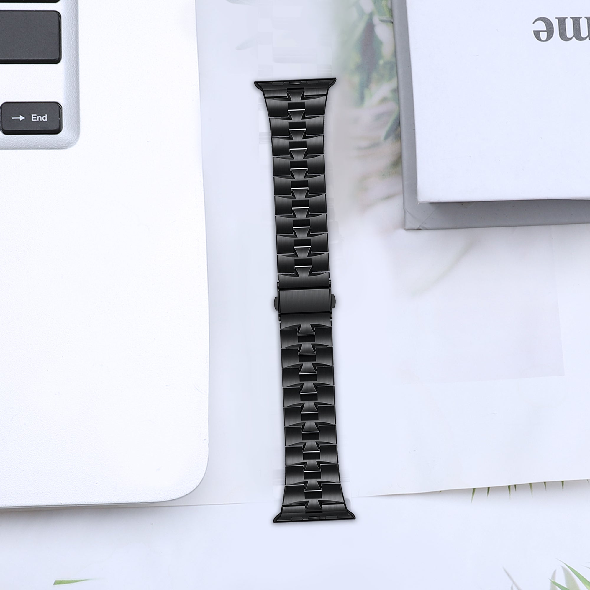 For Apple Watch Ultra 2 Ultra 49mm / Series 9 8 7 45mm / 6 5 4 SE (2022) SE (2023) SE 44mm / 3 2 1 42mm Metal Wrist Band - Black For Apple Watch Ultra 2 Ultra 49mm / Series 9 8 7 45mm / 6 5 4 SE (2022) SE (2023) SE 44mm / 3 2 1 42mm Metal Wrist Band - Black
